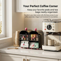 Coffee Capsule Holder Desktop Storage Box with Acrylic Panel, Drawer Style Tea Organizer for Desk Kitchen Countertop