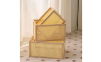 Wooden Storage Basket Lightweight Basket with Handles Space-Saving Rectangular Storage Box for Closet, Shelves, Bedroom