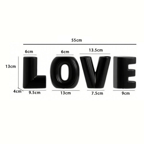 4 Pieces LOVE Letter Vase Set Modern Design Ceramic Letter Vases Ribbed Texture