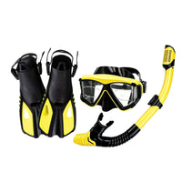 Snorkeling Gear Set Three-Piece Full Dry Snorkel Fins Adult with Optional Prescription Lenses Diving Mask