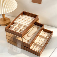 Vintage High-End Wooden Jewelry Box with Photo Frame for Rings, Necklaces, Earrings, and Bracelets
