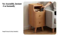 Slim Nightstand Versatile Slim 2-Drawer Cabinet No Assembly Required for Bedroom