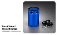 Black Top Cap 2-Port Oil Catch Can Knurled Edge Oil Catch Can