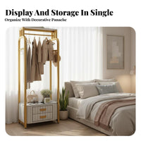 Wardrobe Rack with Drawers Multi-Functional Complimentarystanding Wardrobe System Space-Saving Anti-Collision Design