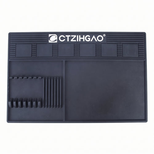 Compartment Slots Silicone Barber Mat Hairdressing Tray Mat Raised Edge