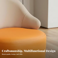 Upholstered Round Pouf Soft Padded Seat Low Stool Multi-Purpose for Children