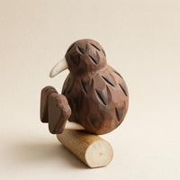Carved Flightless Bird Statue Artisanal Wooden Flightless Bird Bird Ornament