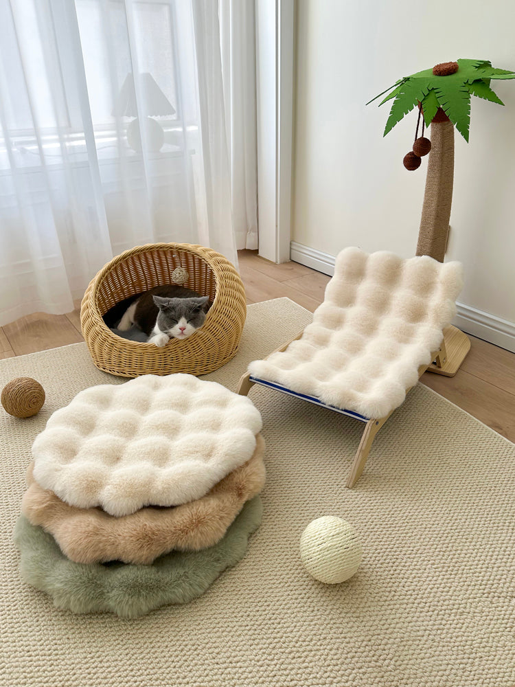 兔毛绒猫窝垫子狗窝睡眠圆形坐垫宠物床睡觉毛垫秋冬保暖猫咪地垫