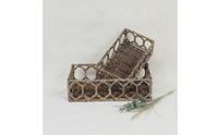 2 Pieces Rectangular Storage Basket Lightweight Rattan Storage Basket Rectangular Baskets for Coffee Table