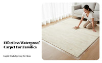 Waterproof Cream Design Carpet Easy to Clean Living Room Rug Stain-Resistant Minimalist Textured Rug Soft Feel for Homeowners, Families, Pet Owners, Bedroom, Sofa Area, Entryway, High Traffic Areas