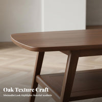 2-Tier Rectangular Coffee Table Minimalist Design Double-Deck Rectangular Table Rounded Corners Tapered Legs for Homeowners