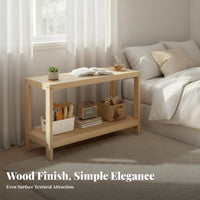 Floor-Standing dual-level Wooden Side Table Simple Design Multi-Tier accent table Table Space-Saving Nightstand adaptable Use for Apartment Dwellers, property owners, Living Room, Small areas, Entryway, Home Office