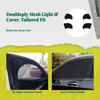 Car window sun & cover, mesh shield cover, sunlight protection, heat insulation, privacy screen for SUVs & sedans