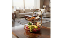 Two Tier Fruit Stand Ventilated Double Layer Fruit Rack Black Finish