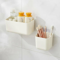 Bathroom Wall-Mounted Organizer, No-Drill Storage Rack, Toothbrush & Comb Holder