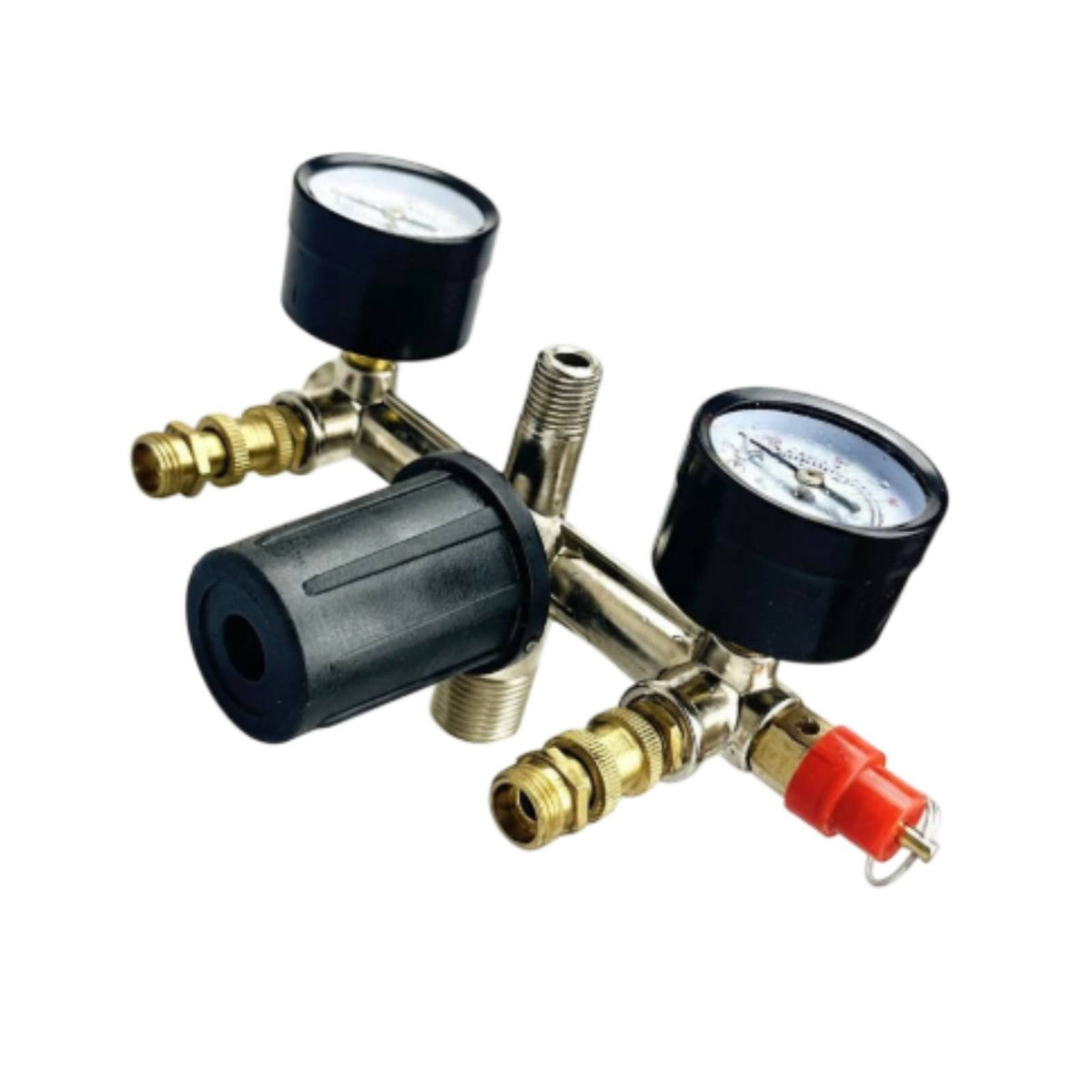 Quick Connect Fittings Air Compressor Outlet Manifold Multiple Outlets Two Gauge Pressure Regulator Assembly Pneumatic Tool Part