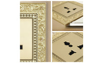 Decorative Socket with Faceplate Vintage Three-Pin Socket Retro Outlet Panel Ornate for Living Room, Bedroom, Hotel, Cafe