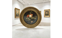 Round Frame with Floral Print Vintage Ornate Wall Frame Decorative for Hallway