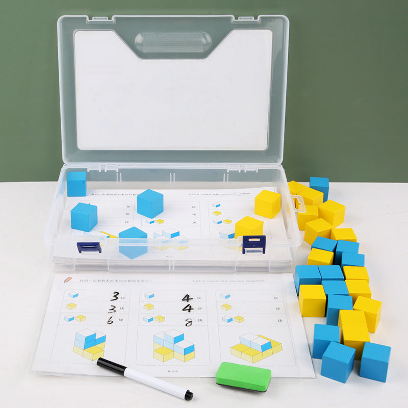 Wooden Educational Toy Blocks for Number Sense, Spatial Reasoning, and Logical Thinking, Kindergarten Teaching Aid