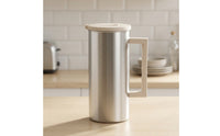 Stainless Steel Cold Water Pitcher Brushed Water Jug Easy-to-Clean Pitcher with Lid and Handle Dishwasher Safe for Office