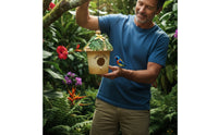 Welcome Birdhouse Hand Painted Resin Bird Shelter Weather Resistant for Balcony