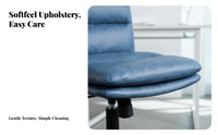 Space-Saving Upholstered Rotate Chair Ergonomic Supportrest Scalloped Support Rolling Chair Height Adjustable Padded Pad