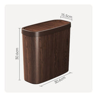 Wood Grain Trash Can Compact Design Plastic Rubbish Bin Odor Control for Kitchen