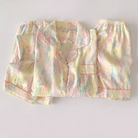 Ladies Pajamas for Sleeping and Loungewear Set for Women, Soft Cloud Short Sleeve 3-Piece Nightwear with and Pants