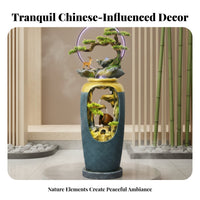 Rockery Landscape Water Feature Peaceful Landscape Floor Standing Water Feature Look Circulating Water Ornament for Homeowners, Office