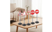 5 Pieces Freestanding Road Sign Models Safety Toy Road Signs with Bases Realistic Toy Traffic Signs Sturdy for Teachers, Toddlers, Playroom