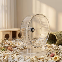 Silent Hamster Wheel and Exercise Running Wheel with Stand Included, Large Clear Cage Accessory for Syrian Hamsters Exercise