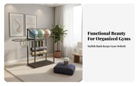 Exercise Mat and Ball Rack Space Saving Multi-Layer Exercise Storage Stand Large Capacity Home Gym Equipment Organizer