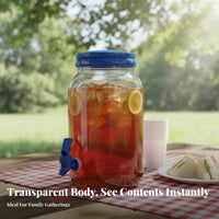Transparent Body Plastic Beverage Jug with Tap Easy-Pour Spout Plastic Drink Dispenser Large Capacity for Campers, Camping, Picnics, Parties