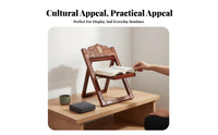 Carved Wooden Bookholdertricate Carving Carved Foldable Book Easel Traditional Pattern multipurpose Use for Cooks
