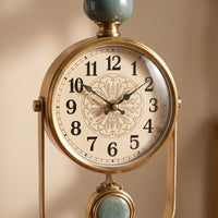 Silent Desk Clock Retro Analog Clock with Metal Frame Non-Ticking for Office