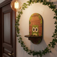 And Patrick's Day Wall Sign Holiday Themed Wooden Owl Shelf Wood Grain Finish