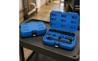 14 Pieces Pass-Through Socket Set 12-Point Metric Socket Set Hard Plastic Case