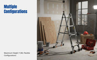 Aluminum Alloy Folding Step Ladder, Telescopic, Multi-Functional, Anti-Slip, For Home & Engineering