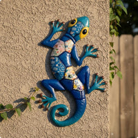 Metal Wall Hanging Weatherproof Wall Art Colorful Design Reptile Metal Decor for Garden, Living Room