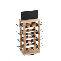 Black Metal Hooks Rotating Jewelry Display Rack Natural Wood Finish Wooden Jewelry Organizer unobstructedFrame Wooden Pegboard Display Tabletop