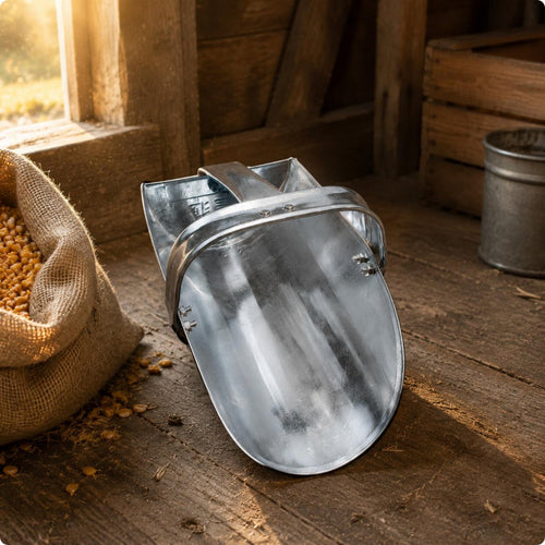 Metal Grain Scoop Curved Body Livestock Feed Scoop Exposed Top