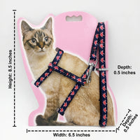Cat Harness and Leash Walking Set, Soft Mesh Harness Leash with 2 Adjustment Points, Size S Training Tool for Outdoor Cat, Floral Pattern Pink