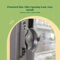 Sliding opening lock, security latch for door panels, zinc alloy, child protection, easy installation