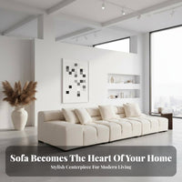 configurable L-Shaped Sofa Minimalist design L-Shaped plush Couch with Ottoman plush fabric Upholstery Sectional Seating for Homeowners, Living Room, Lounge Area