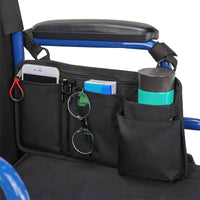 Wheelchair Storage Bag Multifunctional Armrest Hanging Bag with Cup Holder, Oxford Cloth Organizer