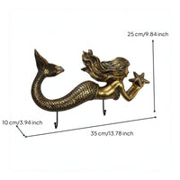 Mermaid Wall Hook Nautical Wall Hanger with Hooks Decorative for Decorators