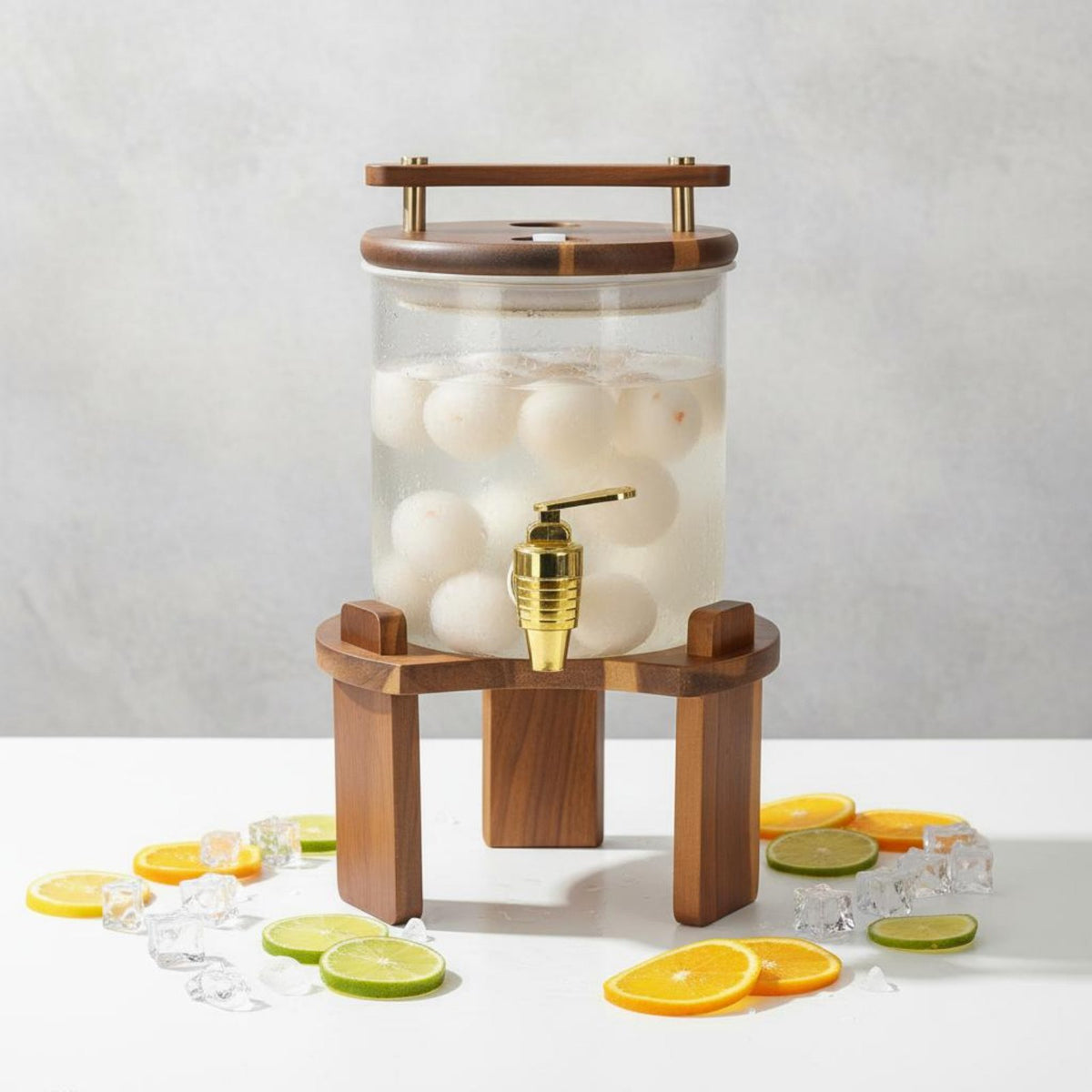 Glass Beverage Dispenser with Spigot Transparent Design Glass Spigot Dispenser Cold Drink Jar with Wooden Stand Easy to Clean