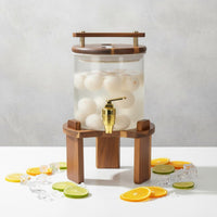 Glass Beverage Dispenser with Spigot Transparent Design Glass Spigot Dispenser Cold Drink Jar with Wooden Stand Easy to Clean