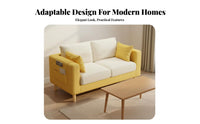 Easy Assembly Compact 2 Seater Sofa Solid Wood Frame 2-Seater Sofa Luxurious Cushions Small Space Couch High-Density Cushion for Renters, Young Adults, Students, Bedroom, in Ice