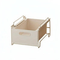 Under Cabinet Organizer Raised Side Rails Bin with Metal Frame White Below Sink Organizer